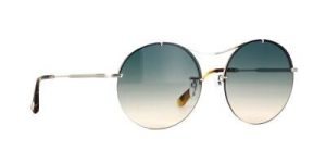 Tom Ford VERONIQUE-02 TF565 18P Shiny Rhodium Green Shades Round Sunglasses
